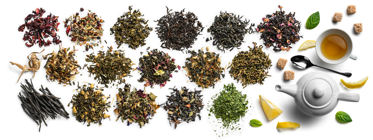 varieties tea green black herbal organic